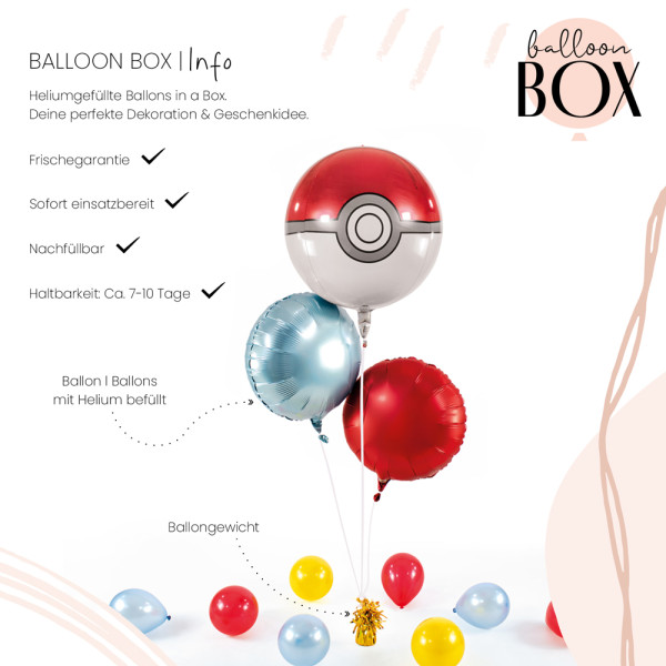 XL Heliumballon in der Box 3-teiliges Set Pokéball 3