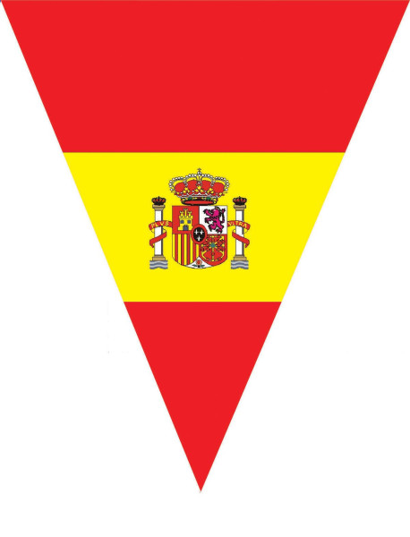 Cadena de banderines de España con escudo de armas