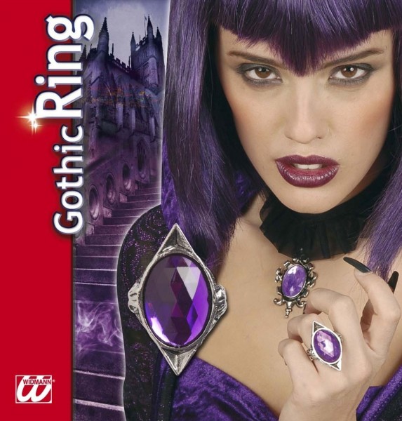 Ring Gothic Met Purple Stone Rhombus 3