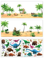 Vista previa: Pegatinas de escenas de dinosaurios