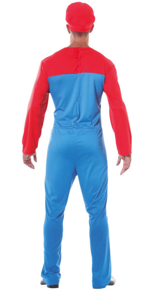 Super plumber men's costume red-blue