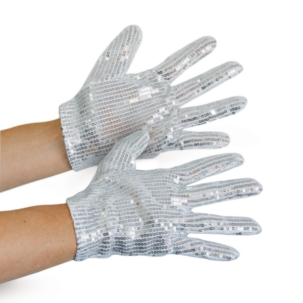 Kinder Handschuhe Pailletten Silber