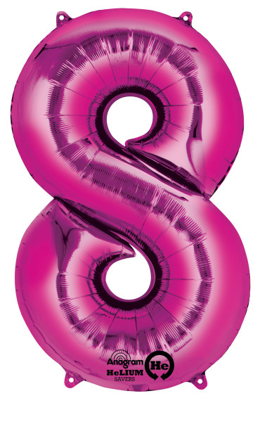 Balon numer 8 różowy 83 cm
