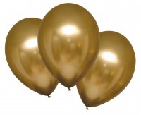 6 Shiny Satin Luftballons gold 27,5cm