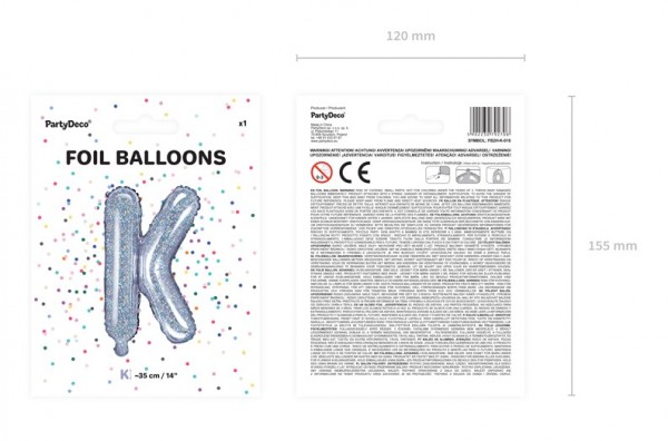 Holografische K-folieballon 35 cm 2