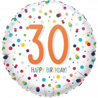 30th birthday confetti foil balloon 45cm