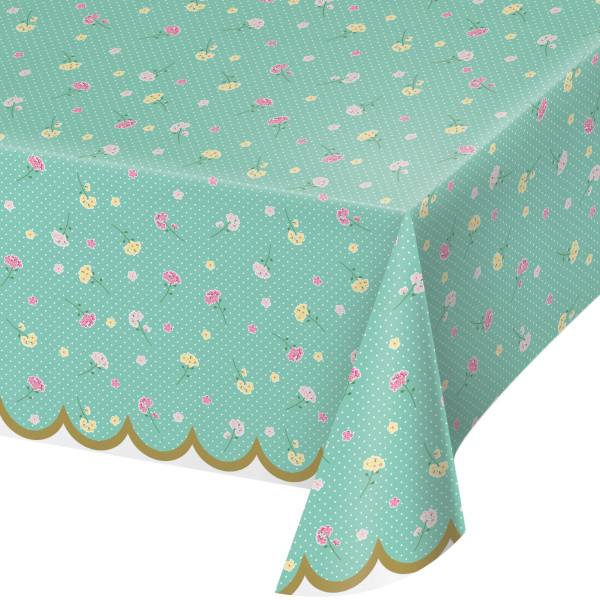 Floral tea party tablecloth 2.59 x 1.37m