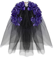 Aperçu: Voile de mariée Dia De Los Muertos Noir-Violet