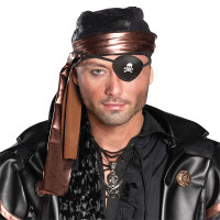 Vorschau: Schwarze Piraten Augenklappe Mit Totenkopfaufdruck