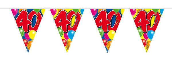 Cadena de banderines de globos 40 cumpleaños 10m