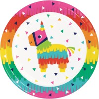 8 Rainbow Fiesta Pappteller 23cm