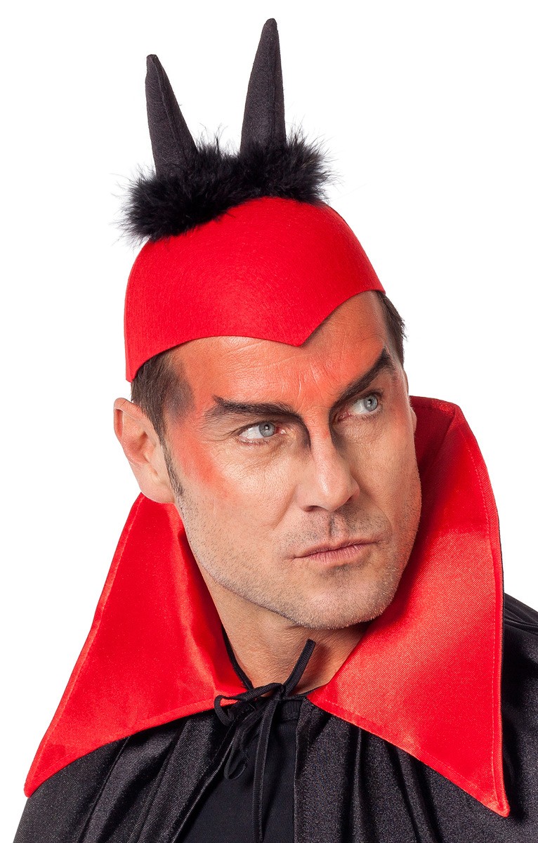 Teufelskappe in rot Kappe mit Teufelshörnern zum Teufel Kostüm Halloween 