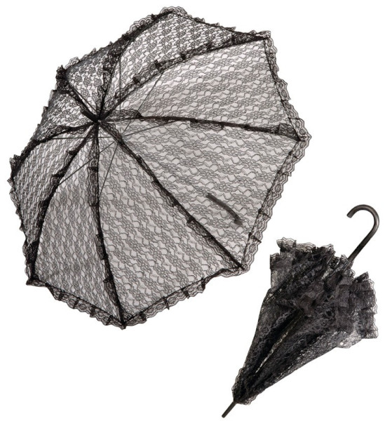Elegancki koronkowy parasol czarny 2