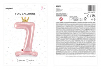 Vorschau: Hellrosa Folienballon Zahl 7 stehend
