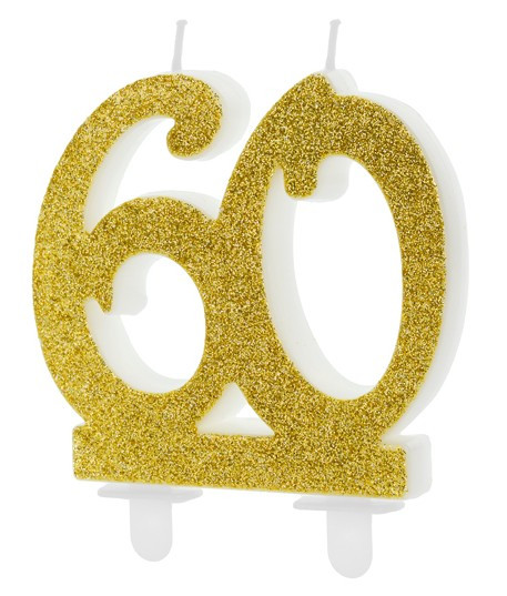 Glossy 60th Birthday cake candle 7.5cm