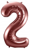 Roségoldener metallic Zahl 2 Ballon 86cm