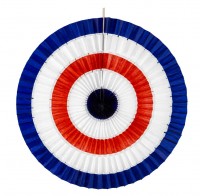 Preview: Round paper fan red white blue 50cm