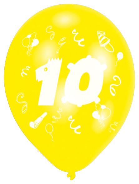 10er Set bunte Zahl 10 Luftballons 4