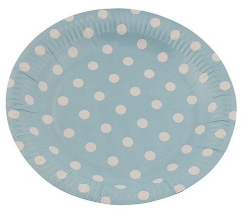 8 platos de papel divertidos lunares azules 23cm