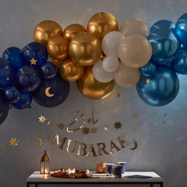 Guldmåne Eid Mubarak Ballonggirland 70 stycken