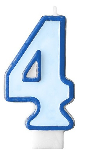 Number candle 4 blue 7cm