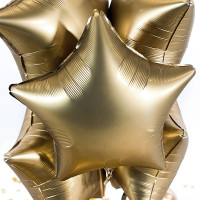 Vorschau: 5 Heliumballons in der Box Golden Star matt
