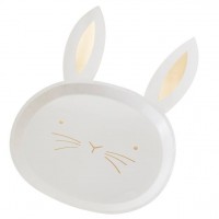 Preview: 8 bunnies Rosy paper plates 35 x 24cm