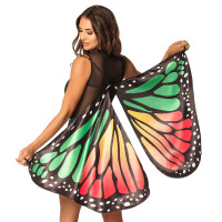Vorschau: Schmetterlingsflügel für Damen grün-rot
