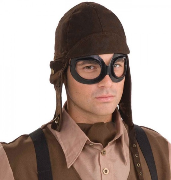 Aviator cap steampunk with glasses