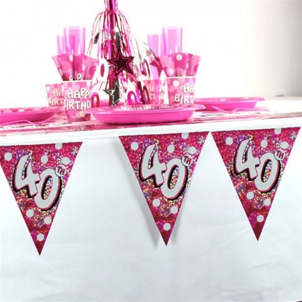 40th birthday pink garland 4m