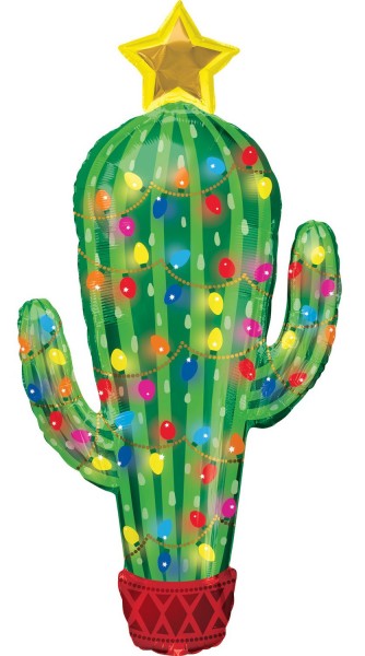 Świąteczny balon foliowy z kaktusa 53cm x 1,01m