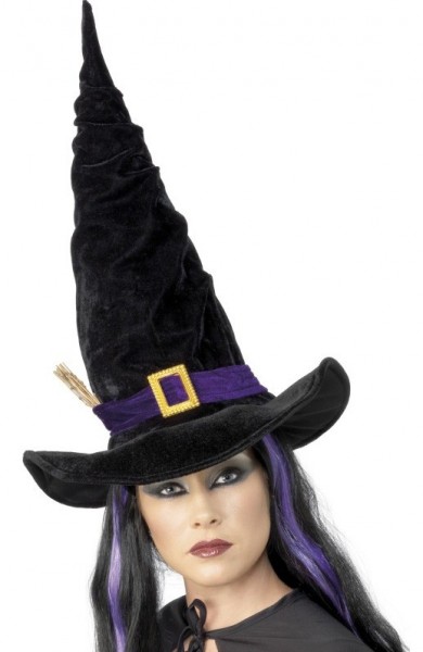 Chapeau de sorcière grand ruban violet
