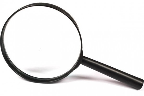 Black detective magnifying glass