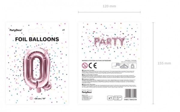 Ballon aluminium Q or rose 35cm 5