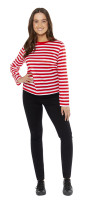 Striped shirt for women with red and white stripes