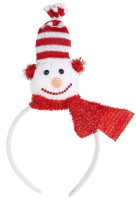 Vista previa: Linda diadema de muñeco de nieve rojo y blanco