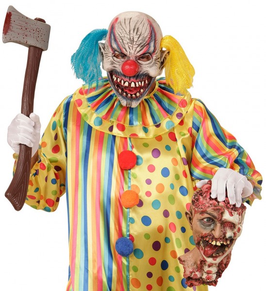Terrible horror clown mask with pigtails 3