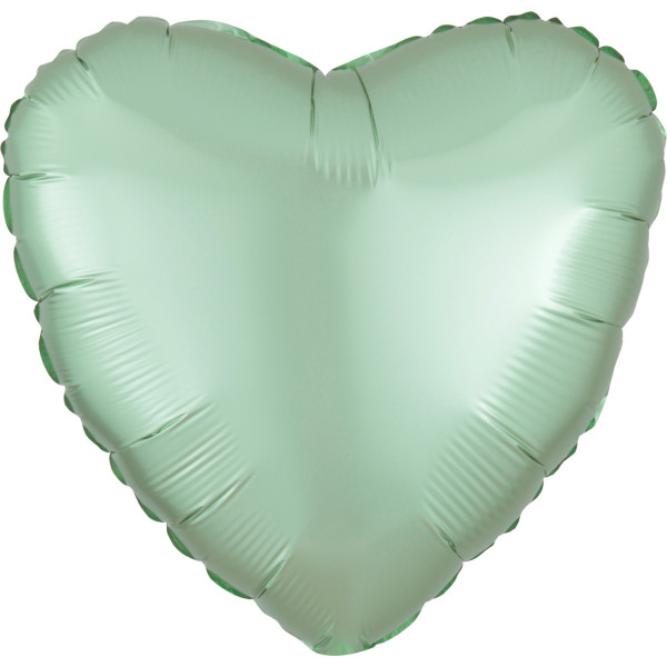 Satynowy balon serce miętowy 43cm