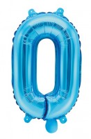 Oversigt: Nummer 0 folie ballon azurblå 35cm