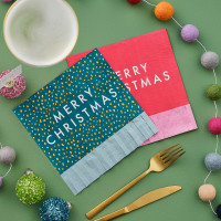 Preview: 16 Eco Christmas Party Napkins with Fringes