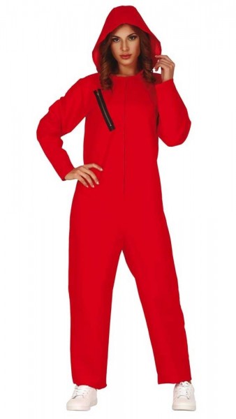 Rød bankrøver jumpsuit damer kostume