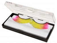 Preview: Elegant feather eyelashes pink yellow