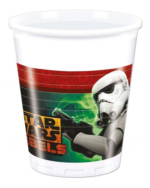 8 bicchieri Star Wars Rebels Space Battle in plastica da 200 ml
