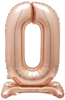 Balon stojący numer 0 w kolorze różowego złota 76 cm