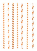 24 Summerfeeling papieren rietjes oranje 19,5cm