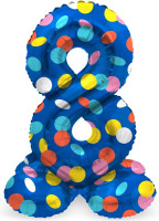 Staande nummer 8 ballon confetti regen 41cm