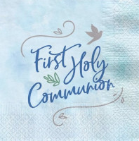 12 eerste communie servetten blauw 33cm