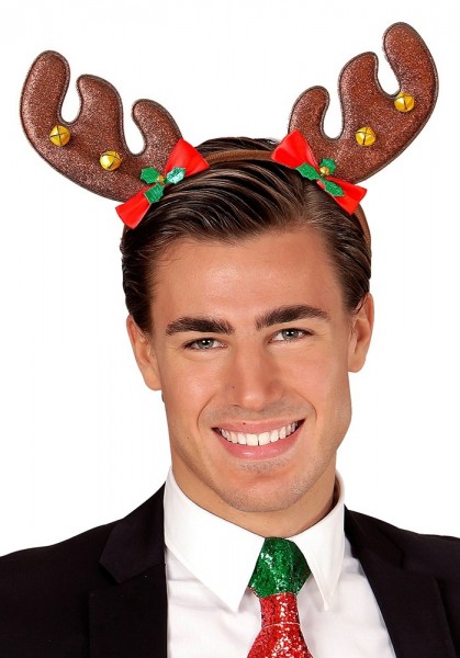 Funny reindeer headband with bells 2