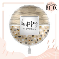 Vorschau: Heliumballon in der Box Birthday Natural Dots & Stripes