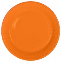 8 platos naranjas de papel Cleo 23cm